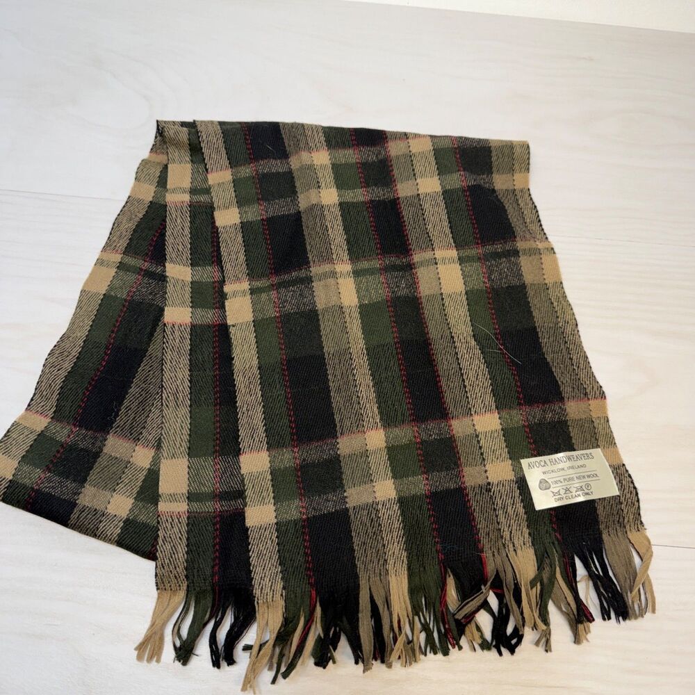 AVOCA HANDWEAVERS Ireland Pure 100% Wool‎ Plaid Scarf Wrap